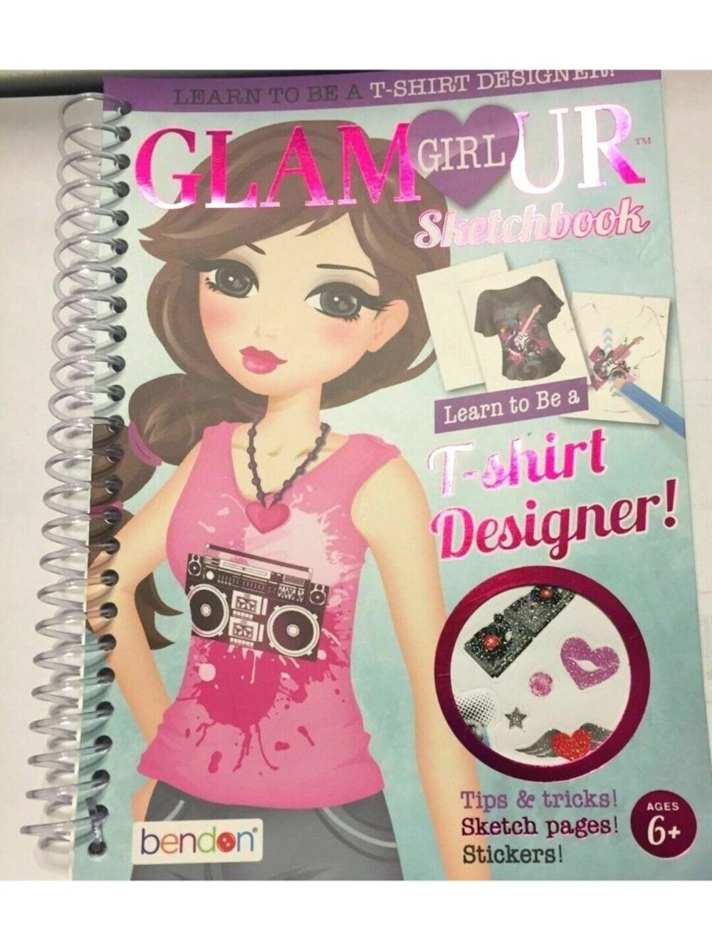 Glamour Girl T-Shirt Designer Crafts Sketchbook Bendon For Ages 6+ Stickers Tips